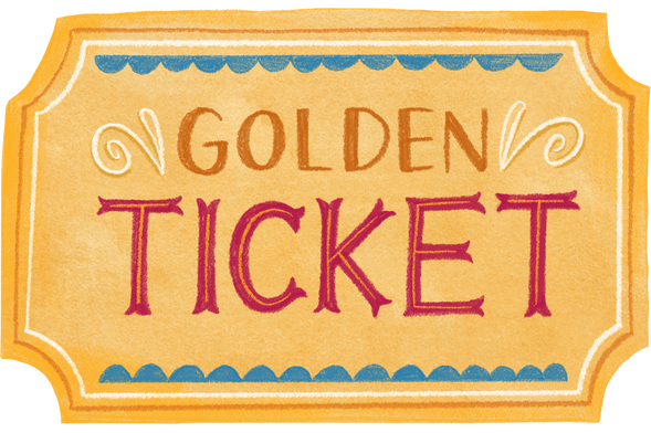 Stylized Watercolor Circus Golden Ticket